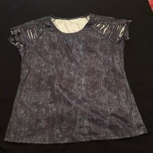 NWOT dark blue tshirt tee with slashed sleeves